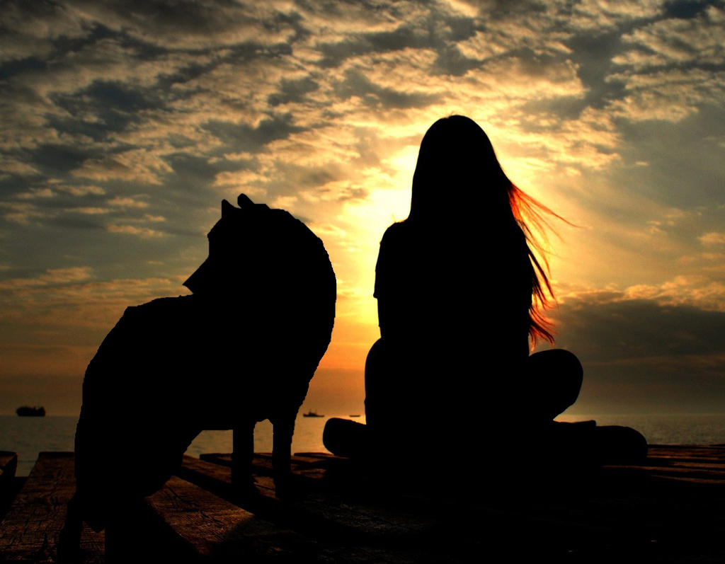 Mi cofre magico - Página 25 Wolf_and_girl_lookin__at_sunset_by_julianawolfe-d7t207g