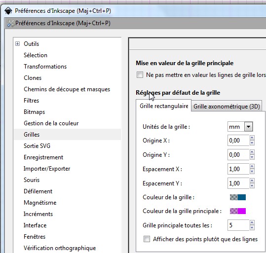 Inkscape, réglages PrefInks_Grille