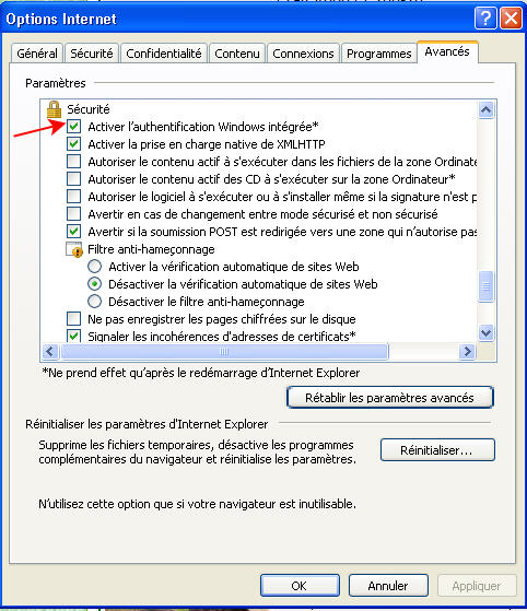 besoin d'aide AutthentificationIntegree