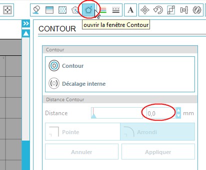 Problème Police trop étroite Contour-Distance