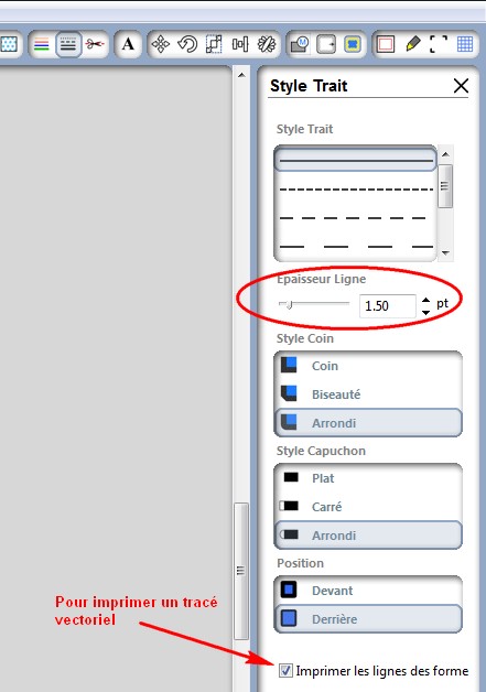 Fonction imprimer avec le logiciel Silhouette ImprimerTrace