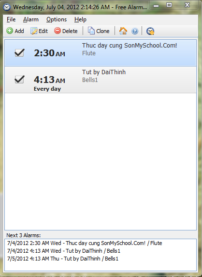 Phần mềm hẹn giờ báo thức nhắc nhở cho laptop máy tính win 7 8 XP - Free Alarm Clock Phan-mem-bao-thuc-2