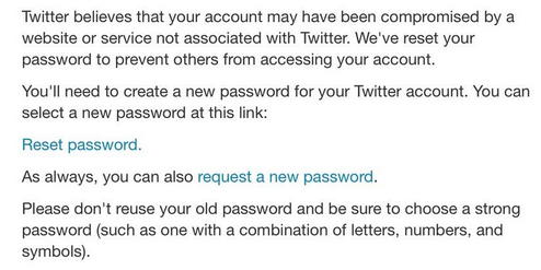 twitter reset password