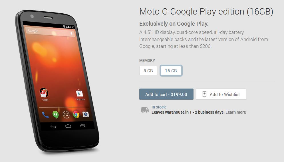 Moto G google play edition