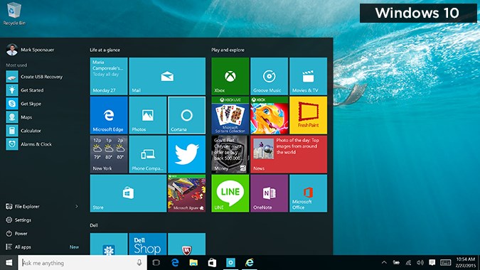 windows 10 interface