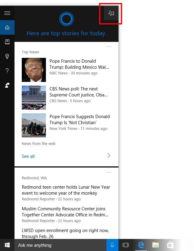 cortana windows 10 mobile