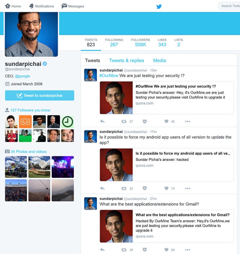 Twitter de Sundar Pichai