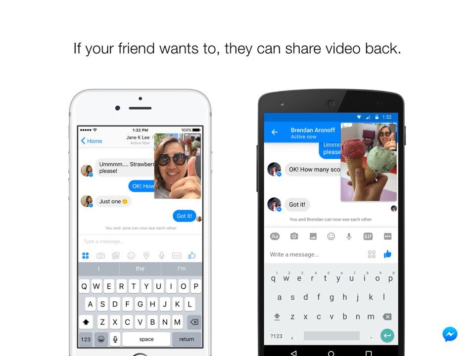 Facebook instant vídeos messenger