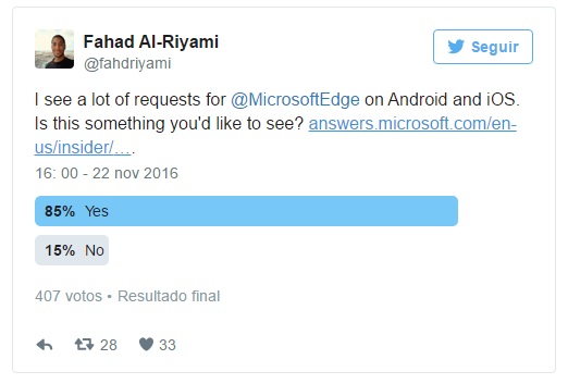 votação sobre o edge no ios e android