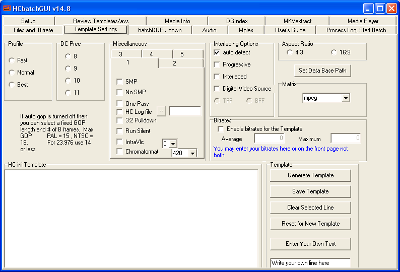 HCbatchGUI user guide ~ Batch process video and audio. Template