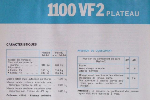 La 1100 pick-up s'appelait elle "VF4" ? 06.91