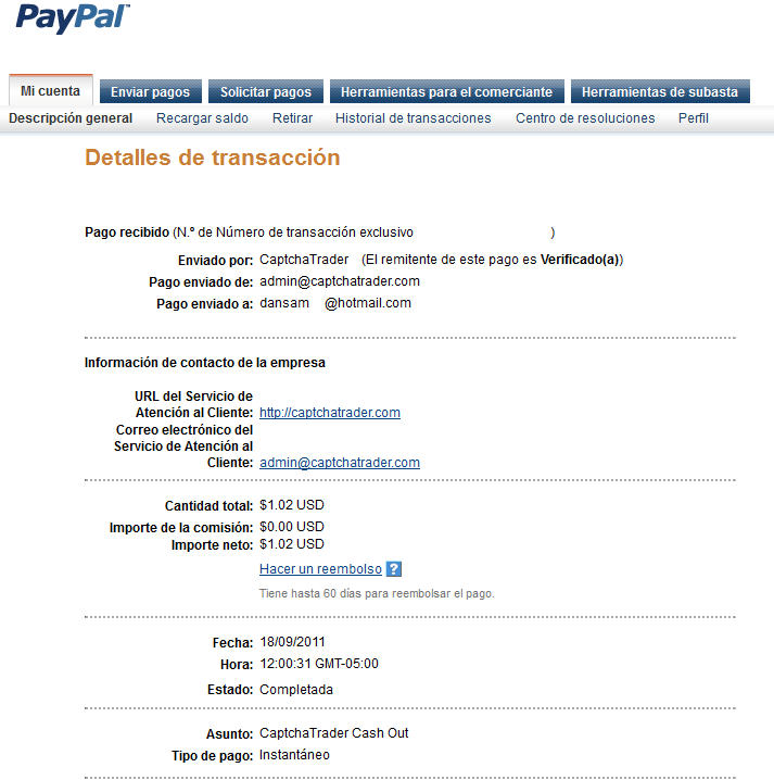 1° Pago de CaptchaTrader $1.02 dolares 0f317e498fb785b71937a4a1f75a40ceo