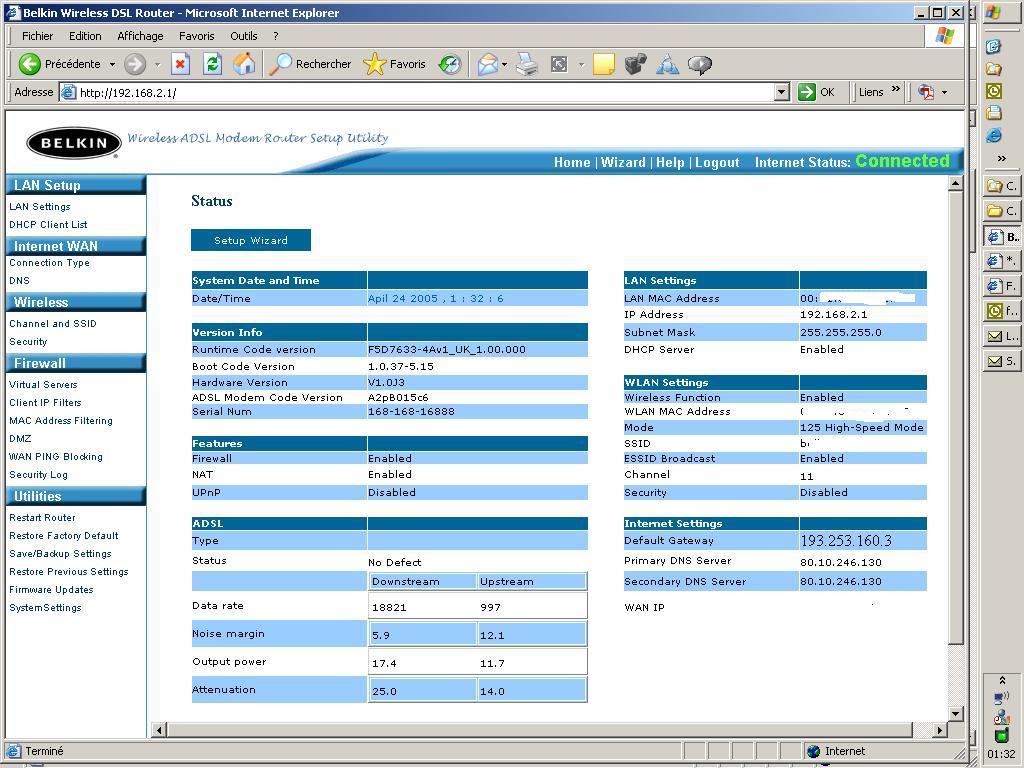 Modem Routeur Wifi Alternatif compatible ADSL2+ Belkin_f5d7633