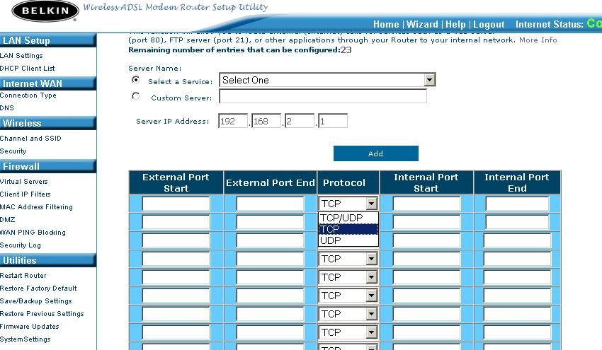 Modem Routeur Wifi Alternatif compatible ADSL2+ Virtual_server_f5d7633