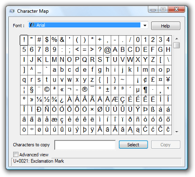  إكتشف جميع الرموز و الحروف في حاسوبك بثلاث نقرات Character-map