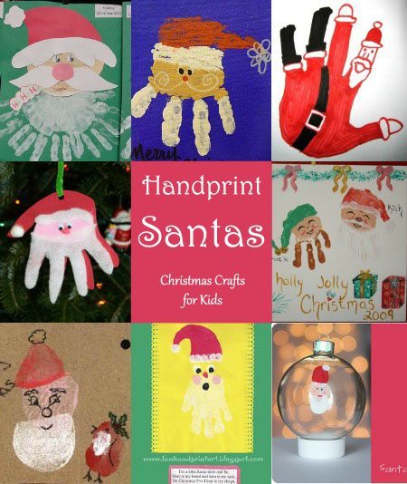 Com as mãos e com os pés - III Handprint-Santa-Crafts