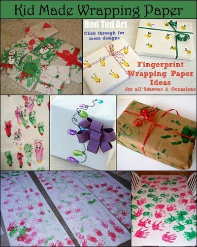 Com as mãos e com os pés - III Handprint-amp-Fingerprint-Christmas-Wrapping-Paper