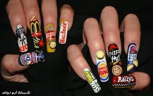 لأحلى صبايا الرسم بالمناكير .. عن جد روووع Fast_food_nails