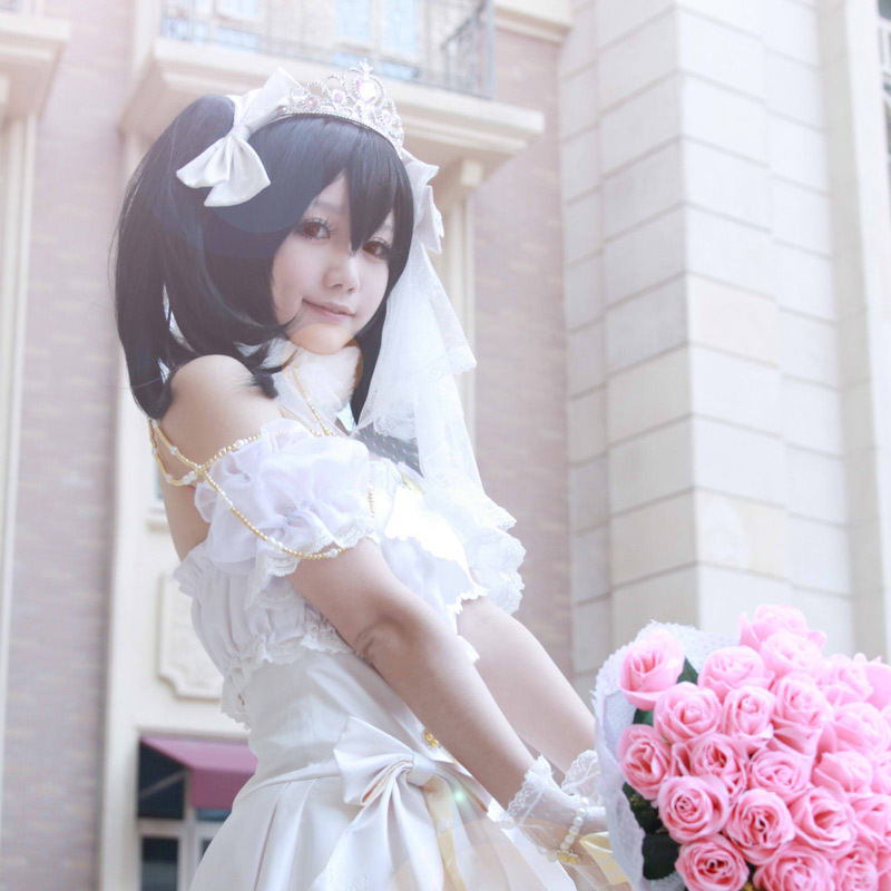 كوسبلاي نيكو من لوف لايف , جماال Nico-Yazawa-Cosplay-Love-live-Ecole-Idol-projet-blanc-Satin-robe-de-mari%C3%A9e-Costume