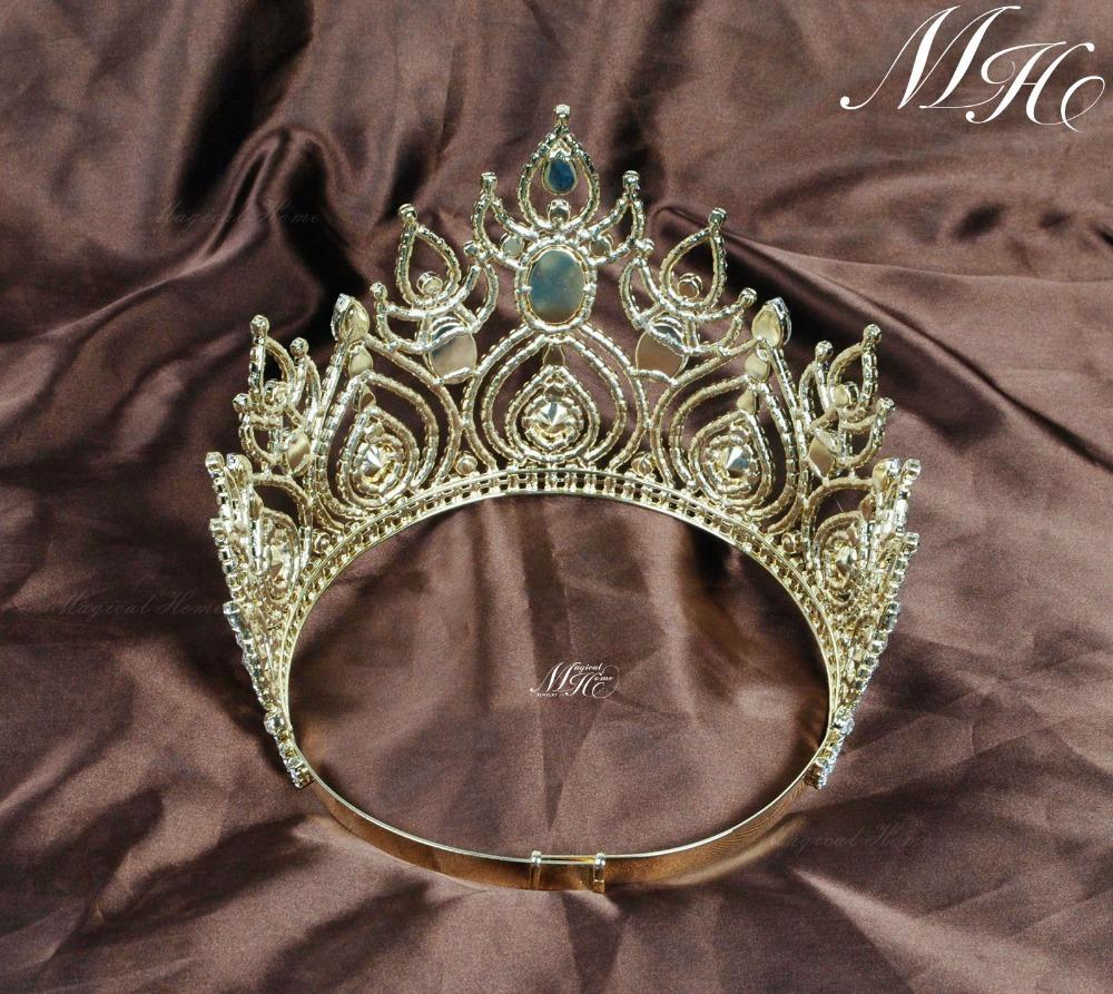 تيجان ملكية  امبراطورية فاخرة رعة Gorgeous-Large-Tiaras-Wedding-Bridal-Crowns-Gold-Plated-Clear-Rhinestones-Crystal-Brides-Pageant-Party-Hair-Accesories