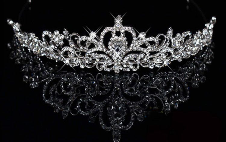تيجان ملكية  امبراطورية فاخرة رعة Royal-Princess-Prom-Bridal-Pageant-Veil-Tiara-Crown-Silver-Plated-Rhinestone-Crystal-Headband-Tiara-Crown