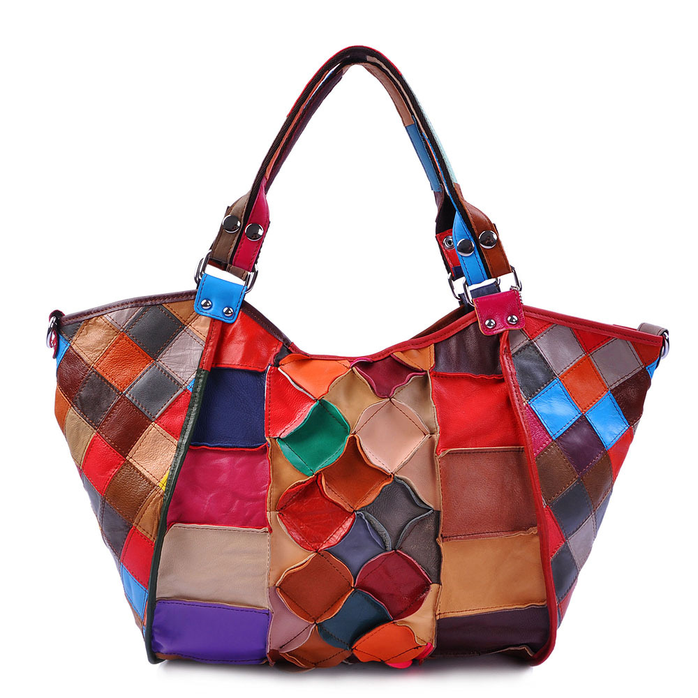 Pačvork: umetnost 'na parčiće' High-Quality-100-Genuine-Leather-Tote-Bags-Geometry-Fashion-Desigual-Patchwork-Handbags-Messenger-Bag-Free-Shipping