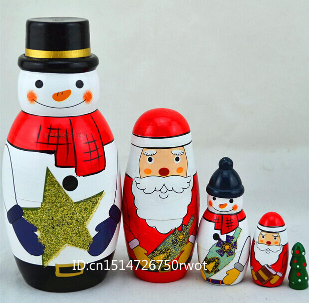 Christmas Wishes 5pcs-Russian-font-b-Nesting-b-font-font-b-doll-b-font-Matryoshka-font-b-doll