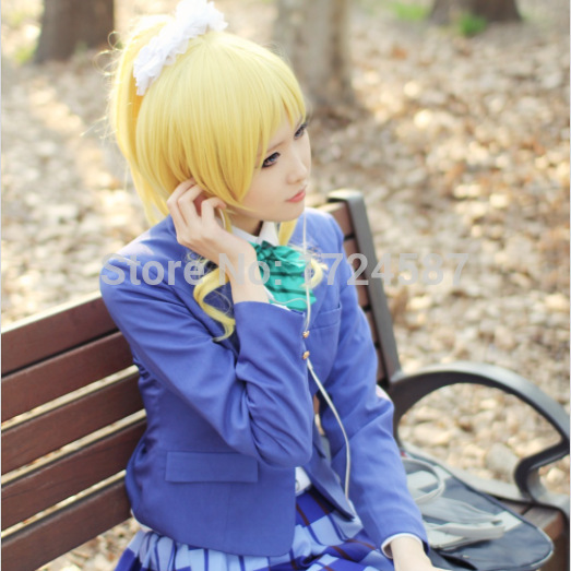 كوسبلاي ايري من لوف لايف , رووعة -Love-Live-beauty-curly-Eri-Ayase-Anime-Cosplay-Wigs-Fashion-blonde-Ponytail-natural-Synthetic-Hair