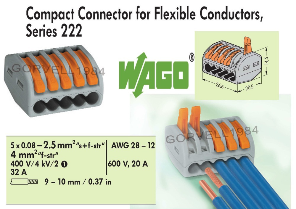 EC145 1/32 Sécurité civile avec Eclairage - Page 22 -100-pieces-lot-WAGO-222-415-Universal-Compact-splicing-Wire-Wiring-Connector-Conductor-Terminal-Block