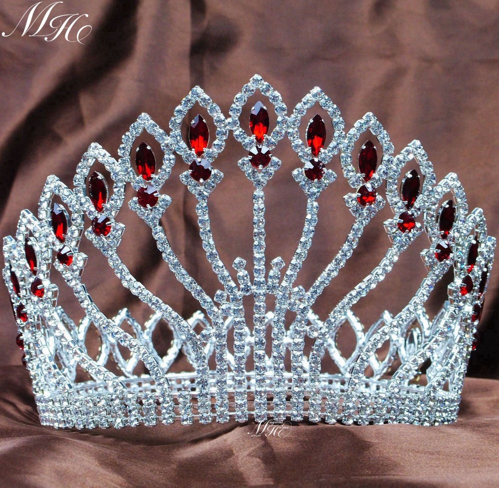 تيجان ملكية  امبراطورية فاخرة فضي Awesome-Wedding-Crowns-5-Red-font-b-Ruby-b-font-Clear-Rhinestones-Crystal-Bridal-font-b