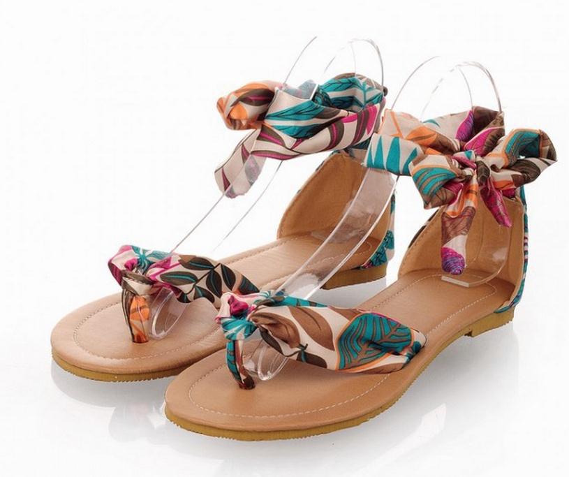 صنادل صيفية رائعة 34-43-Bohemia-de-moda-Flip-Flops-mujeres-sandalias-2015-zapatillas-de-flores-sandalias-planas-para