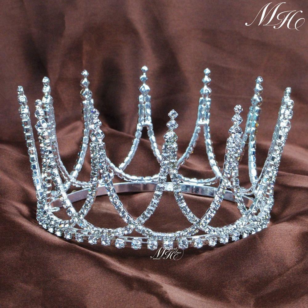 تيجان ملكية  امبراطورية فاخرة فضي Elegant-font-b-Small-b-font-font-b-Tiaras-b-font-Round-Silver-Crowns-Wedding-Bridal