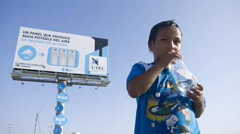 Desert Billboard Makes Clean Drinking Water From Thin Air Billboard-pulls-water-from-the-air