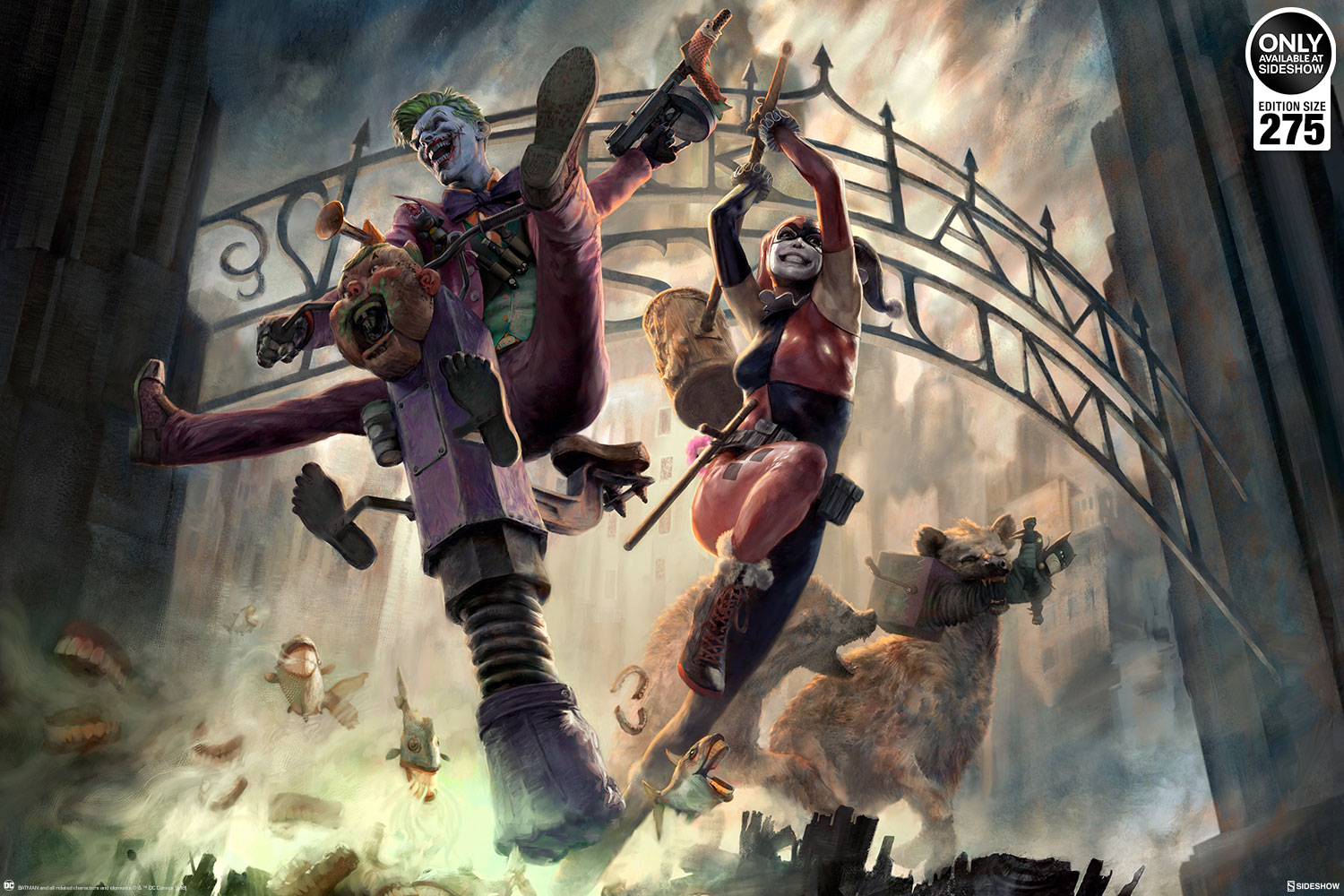 THE JOKER & HARLEY QUINN (Arkham Asylum Breakout) Premium art print The-joker-and-harley-quinn-arkham-asylum-breakout-fine-art-print-sideshow-500467-03