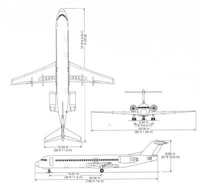 فوکر اف 100هواپیمای پرفروغ  Normal_f100dimensions