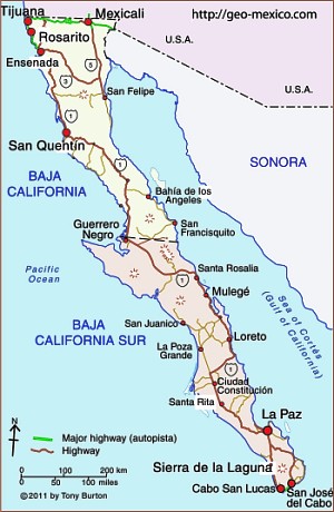 Solar concentrating desalination and desal info Baja-california-peninsula-gm