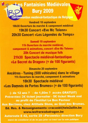 fantaisies medievales de Bury 18 19 et 20 septembre 2009 Affichebury2009b