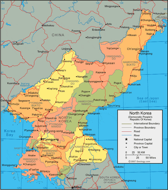 [√] République Populaire et Démocratique de Corée  North-korea-map