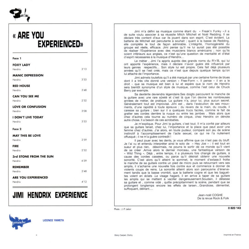 Discographie : Made in Barclay AreYouExperienced08201431967back