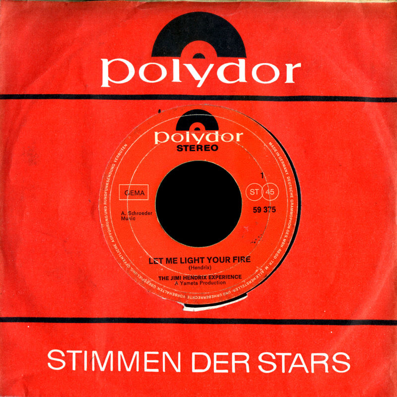Discographie : 45 Tours : SP,  EP,  Maxi 45 tours 1969%20Polydor%2059375-LetMeLightYourFire-TheBurningOfTheMidnightLampFront%20Germany