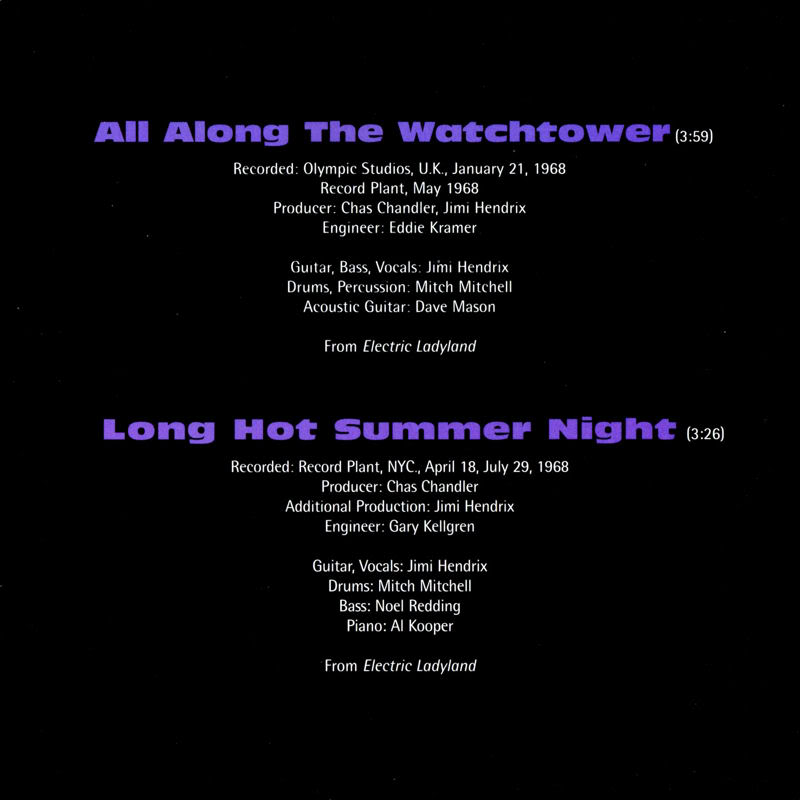 Discographie : 45 Tours : SP,  EP,  Maxi 45 tours - Page 2 1998%20Experience%20Hendrix%20RTH-1007-AllAlongTheWatchtower-LongHotSummerNightBack