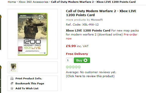 mw2 is to have its own 1200 ponits card. 07035ba83a9c26da3288542aacba1bab