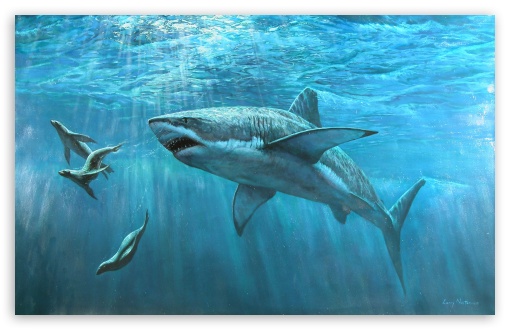 Pláž Great_white_shark_painting-t2