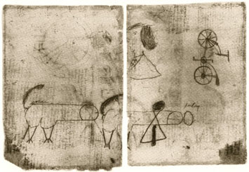 Léonard de Vinci ....... inventeur de la bicyclette....? Bicyc2feuilles