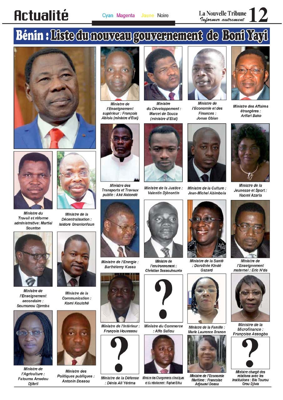  Liste complète des membres du nouveau gouvernement de Boni Yayi  1-ed8c189674