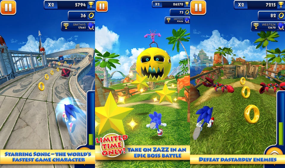 اللعبة الرائعة والغنية عن التعريف Sonic Dash v1.17.4.Go للأندرويد Sonic-Dash---Android-iOS---Free