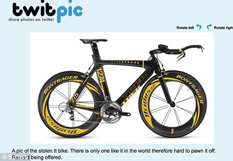 'Someone stole my time trial bike!' Lance Armstrong offers reward after thieves robbed his bike as he slept Article-1147074-038AA139000005DC-641_468x324