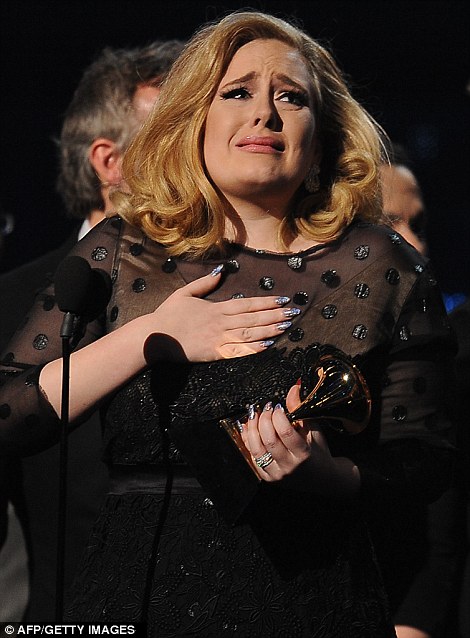 Queen Of The Night: Adele sweeps the board winning SIX Grammy Awards as the world of music pauses to remember their 'fallen sister' Whitney Houston Article-2100319-11B603E2000005DC-665_470x638