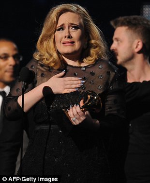 Queen Of The Night: Adele sweeps the board winning SIX Grammy Awards as the world of music pauses to remember their 'fallen sister' Whitney Houston Article-2100319-11B603F2000005DC-345_310x377