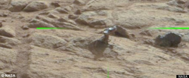 Robotic finger or door handle to hidden chamber? The wild theories after Mars rover Curiosity discovers mysterious metal object sticking out of rock   Article-2275662-176FC1B4000005DC-488_634x263